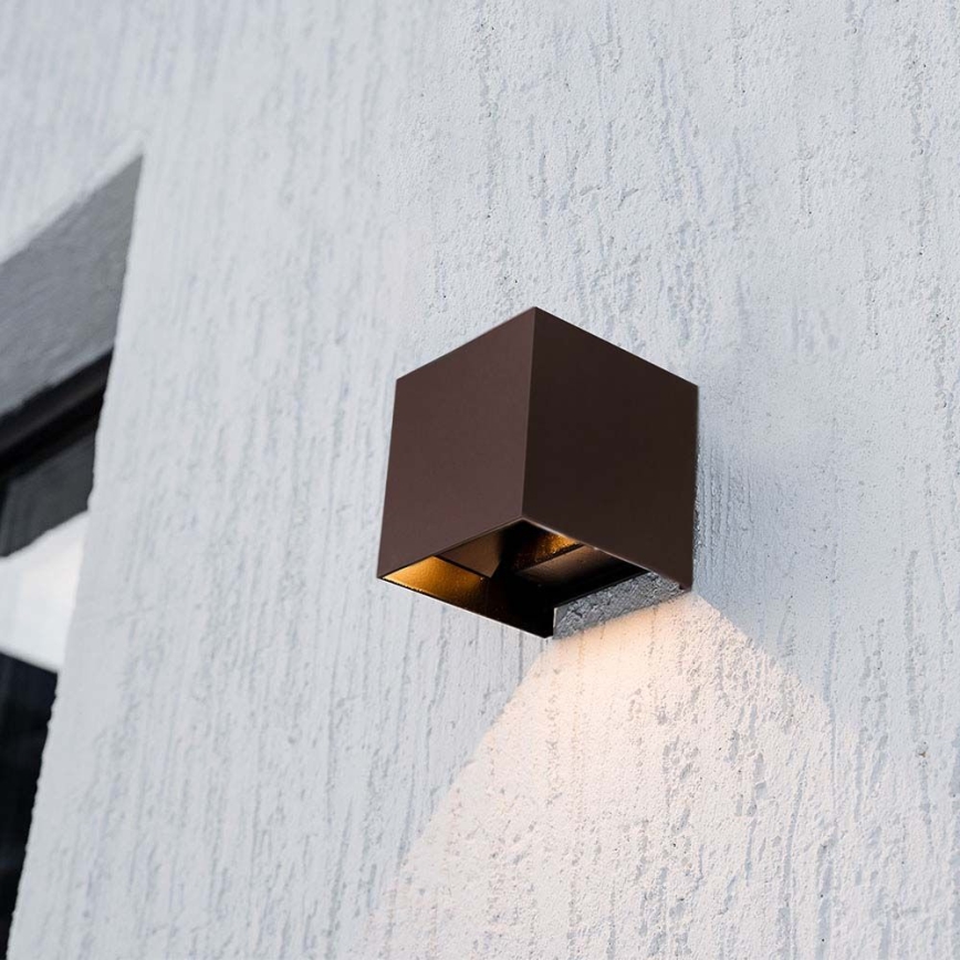 LED соларен стенен осветител с сензор LED/9W/3,7V 3000/4000/5000K 2600 mAh IP65 кафяв