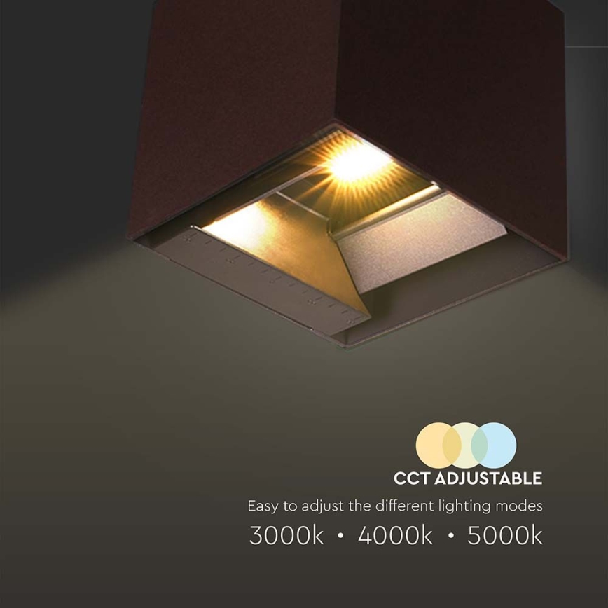 LED соларен стенен осветител с сензор LED/9W/3,7V 3000/4000/5000K 2600 mAh IP65 кафяв
