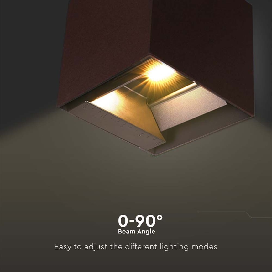 LED соларен стенен осветител с сензор LED/9W/3,7V 3000/4000/5000K 2600 mAh IP65 кафяв