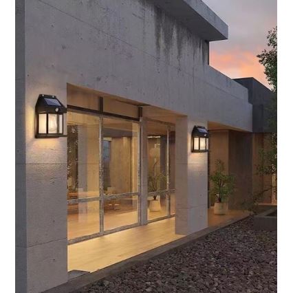 LED соларен стенен фенер с сензор LANTER LED/1W/3,7V 1200 mAh IP44 черен