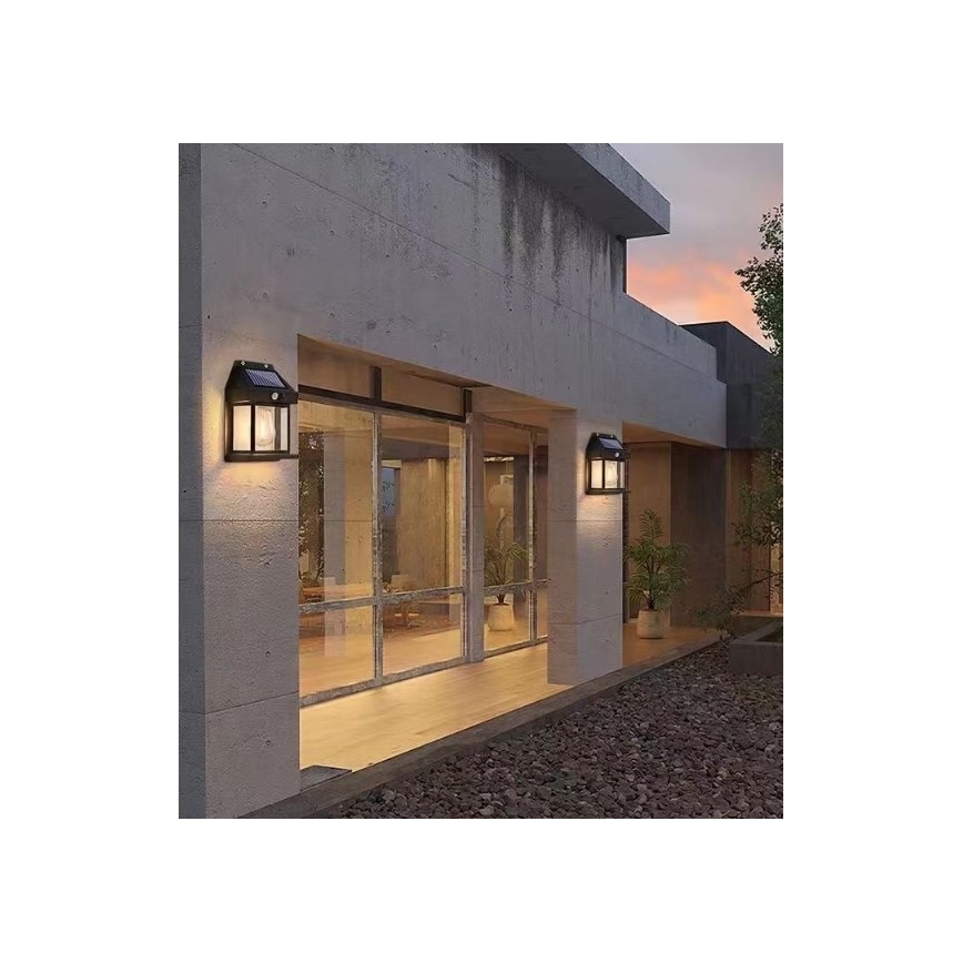 LED соларен стенен фенер с сензор LANTER LED/1W/3,7V 1200 mAh IP44 черен