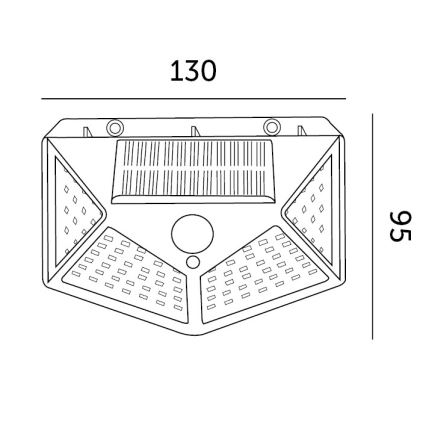 LED соларен стенен фенер с сензор LED/1W/3,7V 6500K IP44 1200 mAh