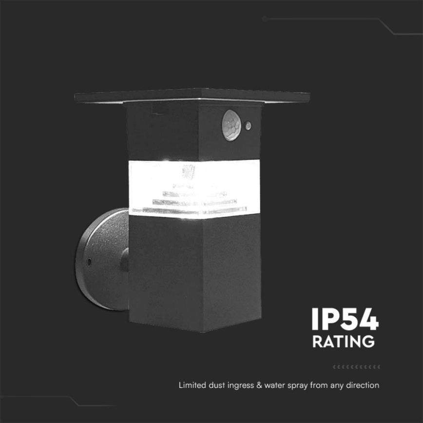 LED соларен стенен осветител с сензор LED/2,5W/3,7V IP54 3000K 2200 mAh