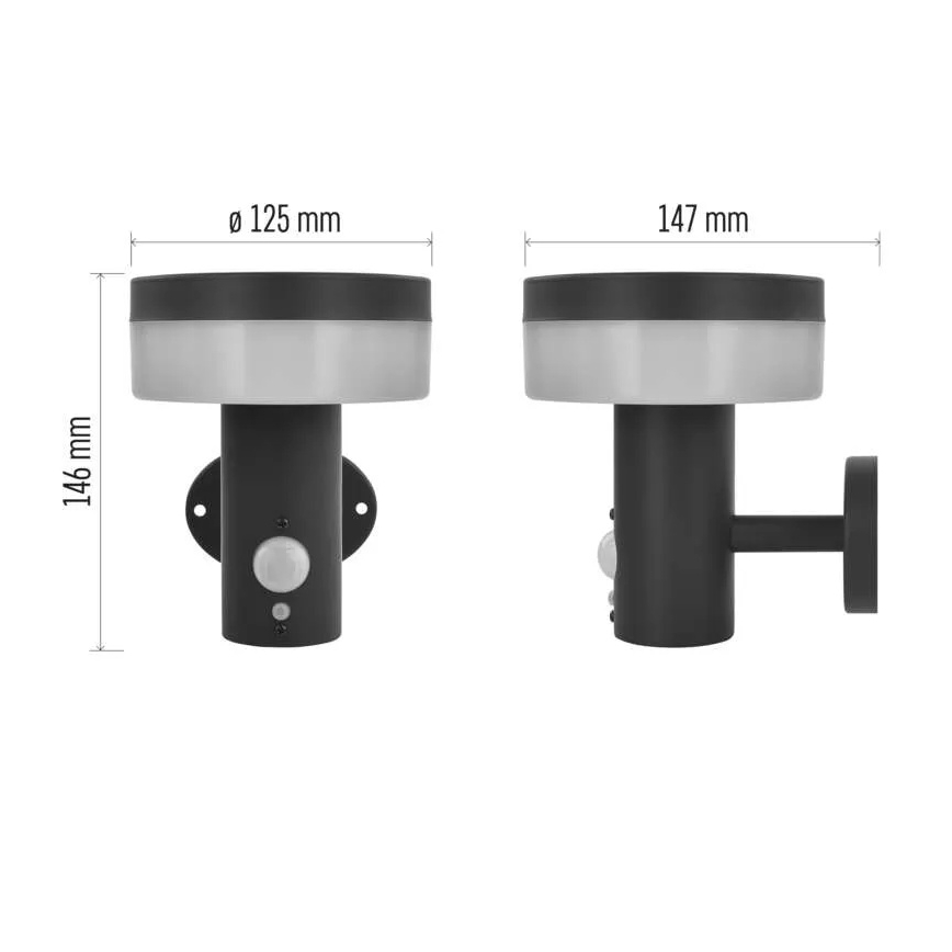 LED соларен стенен осветител с сензор LED/2W/3,7V 1200 mAh IP44
