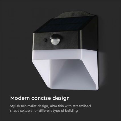LED соларен стенен осветител с сензор LED/2W/3,7V 4000K IP65 1200 mAh