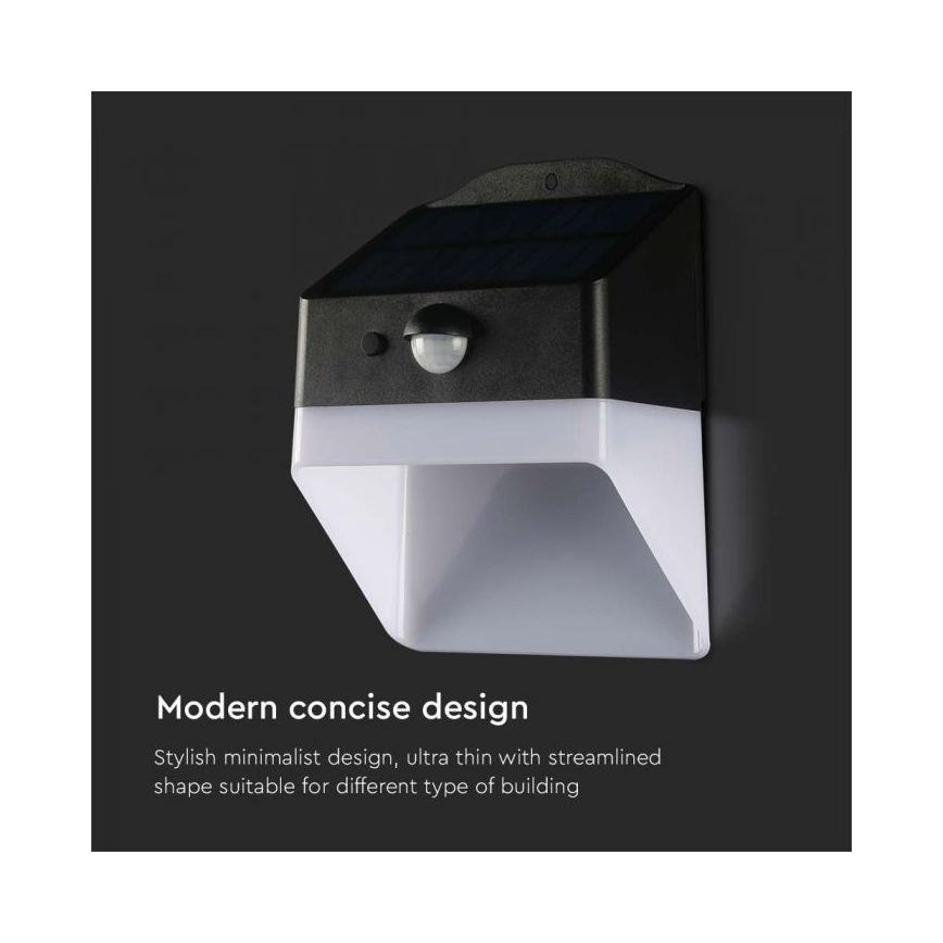 LED соларен стенен осветител с сензор LED/2W/3,7V 4000K IP65 1200 mAh