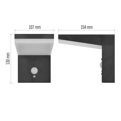 LED соларен стенен осветител с сензор LED/4,4W/3,7V 2200 mAh IP44