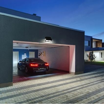 LED соларен стенен фенер с сензор LED/7W/3,7V 4000K IP65 4000 mAh черен