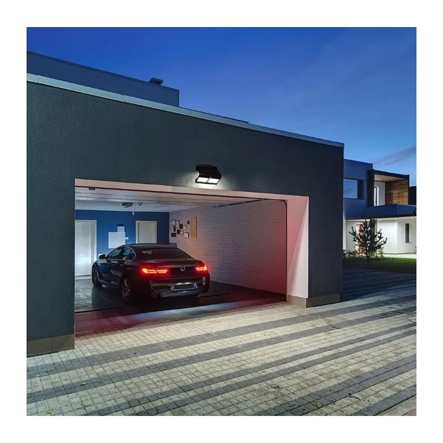 LED соларен стенен фенер с сензор LED/7W/3,7V 4000K IP65 4000 mAh черен