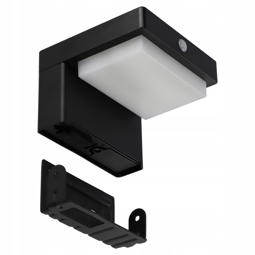 LED соларен стенен осветител със сензор LED/5W/3,7V 2000 mAh IP44 черен