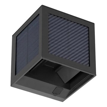 LED соларен стенен осветител със сензор LED/9W/3,7V 3000/4000/6000K IP65 2600 mAh черен