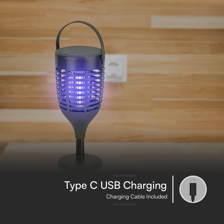 LED Соларен уред за защита от насекоми 3в1 LED/1,3W/3,7V IP24 20 мм 2200 mAh