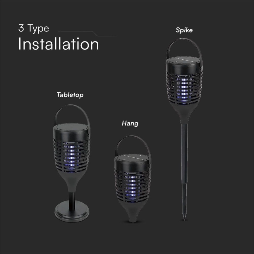 LED Соларен уред за защита от насекоми 3в1 LED/1,3W/3,7V IP24 20 мм 2200 mAh