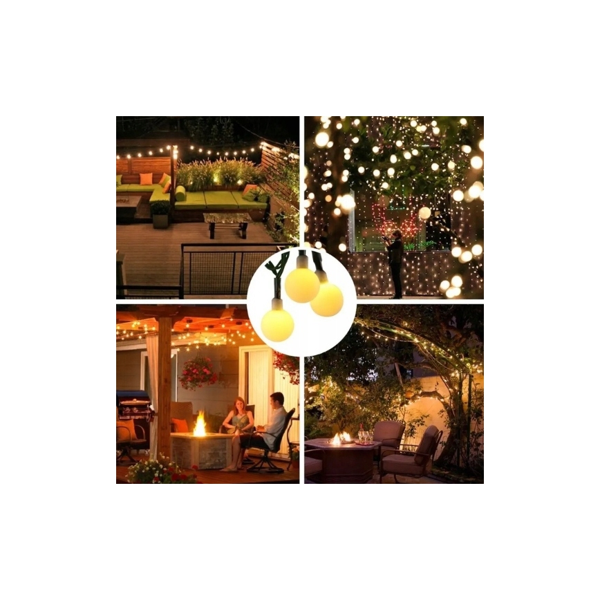 LED соларна декоративна гирлянда 30xLED/8 функции 500 mAh 6,5 m IP67 топло бяло