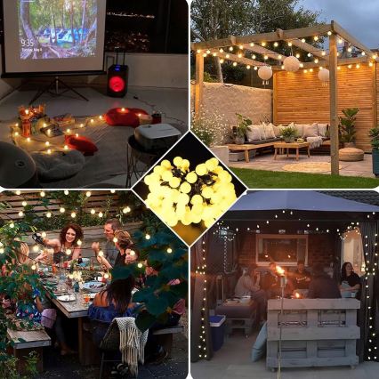 LED соларна декоративна гирлянда 30xLED/8 функции 500 mAh 6,5 m IP67 топло бяло