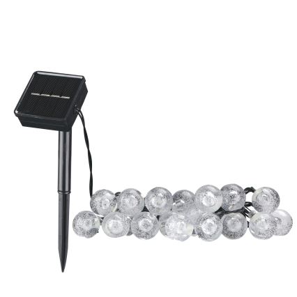 LED соларна декоративна верига BUBBLE GLASS 20xLED/8 функции 4,85 м 600 mAh IP44 топла бяла светлина