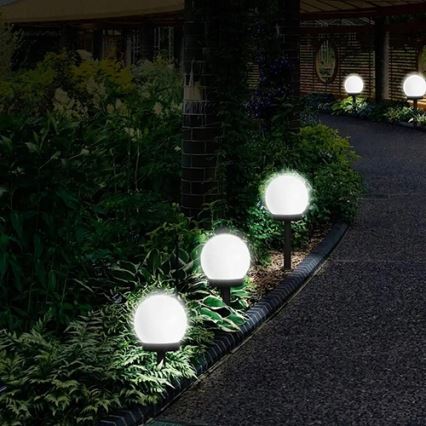 LED соларна лампа, 1,2 V, 6500 K, 200 mAh, Ø 20 см, IP44, бяла/черна