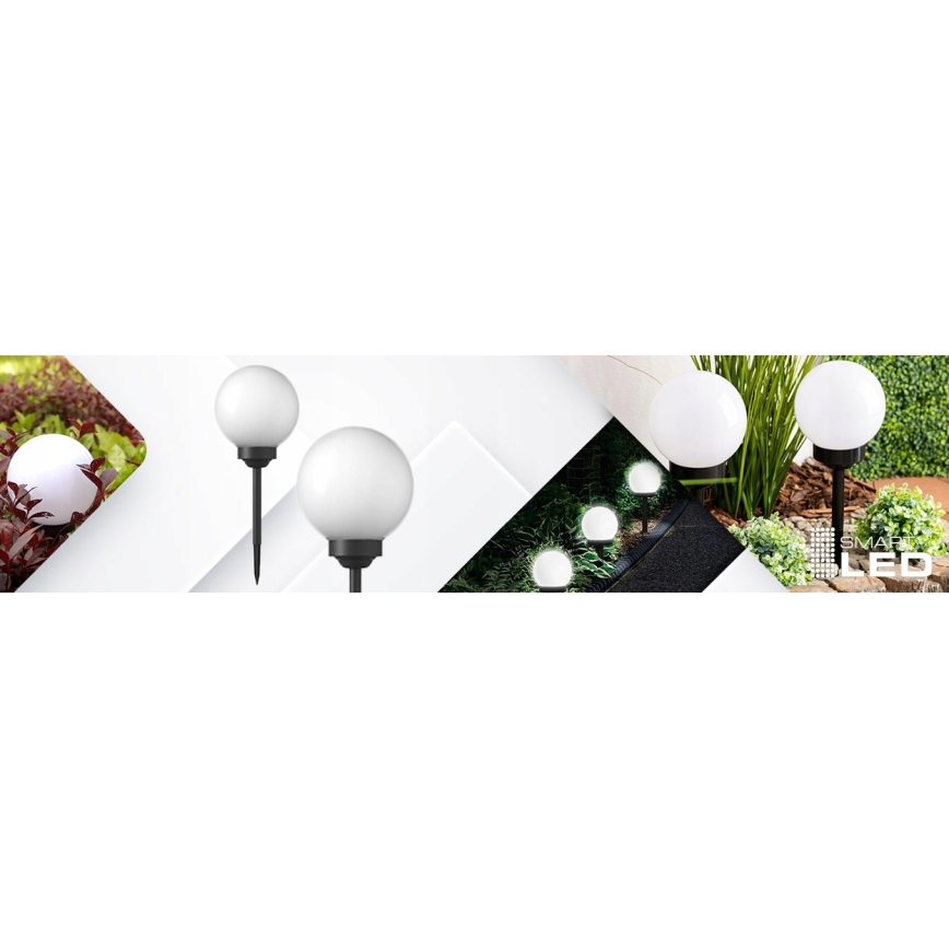 LED соларна лампа, 1,2 V, 6500 K, 200 mAh, Ø 20 см, IP44, бяла/черна