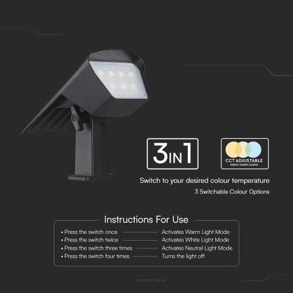 LED соларна лампа 2 в 1 LED/1,3W/3,7V 3000/4000/6400K IP65 1200 mAh