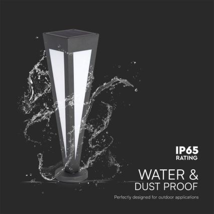 LED соларна лампа LED/2W/3,7V IP65 3000K 2600 mAh черна + дистанционно управление