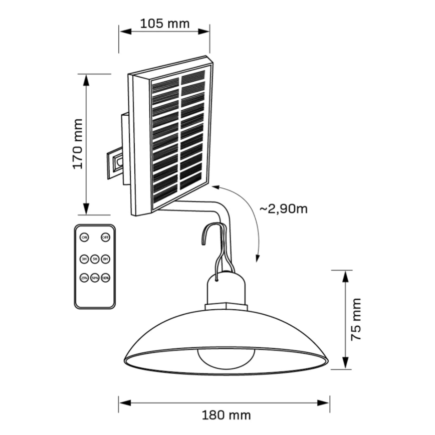 LED Соларна лампа CELINA LED/1,8W/3,7V 2400 mAh IP44 + дистанционно управление