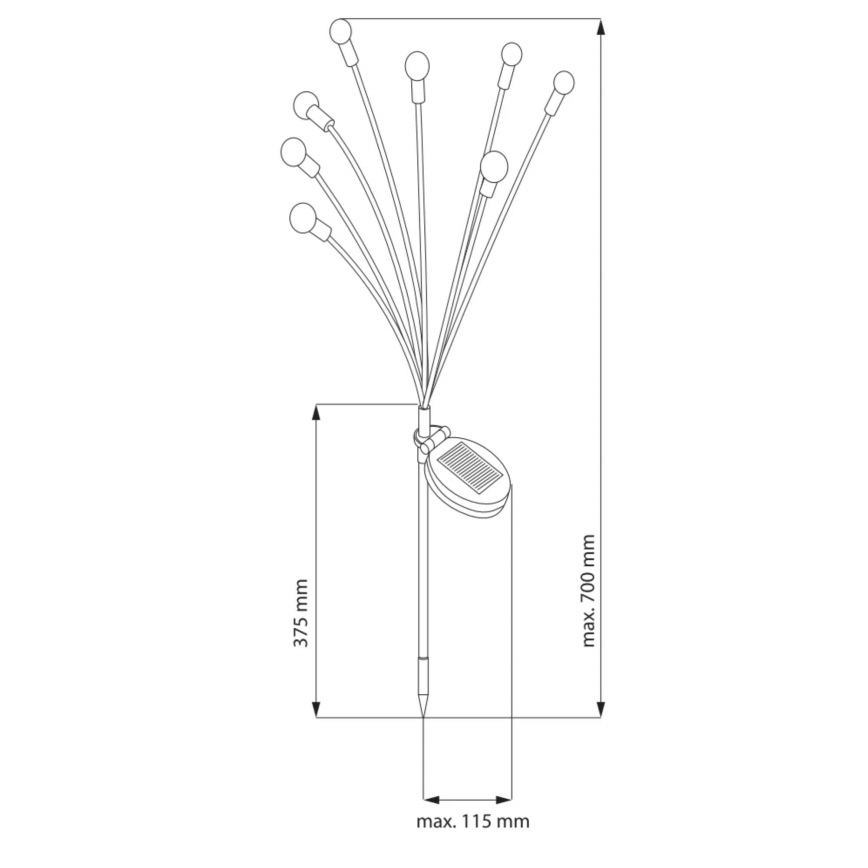 LED Соларна лампа FIORINI 8xLED/1,2V 600 mAh IP44 черен