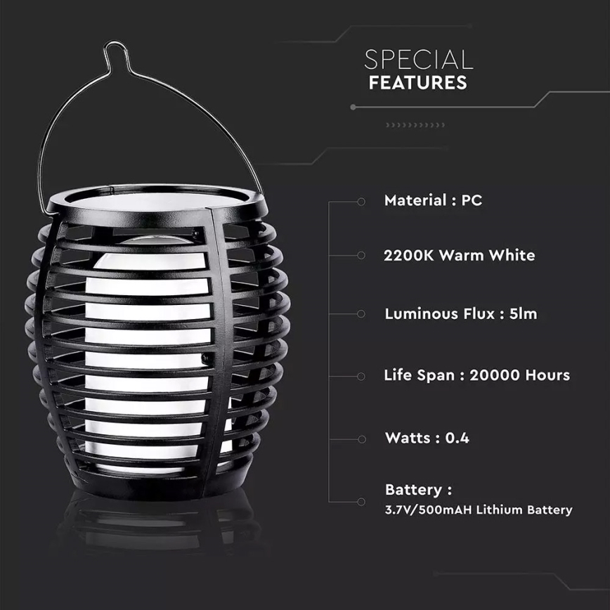 LED Соларна лампа FLAME 4в1 1xLED/0,45W/3,7V IP44 500 mAh