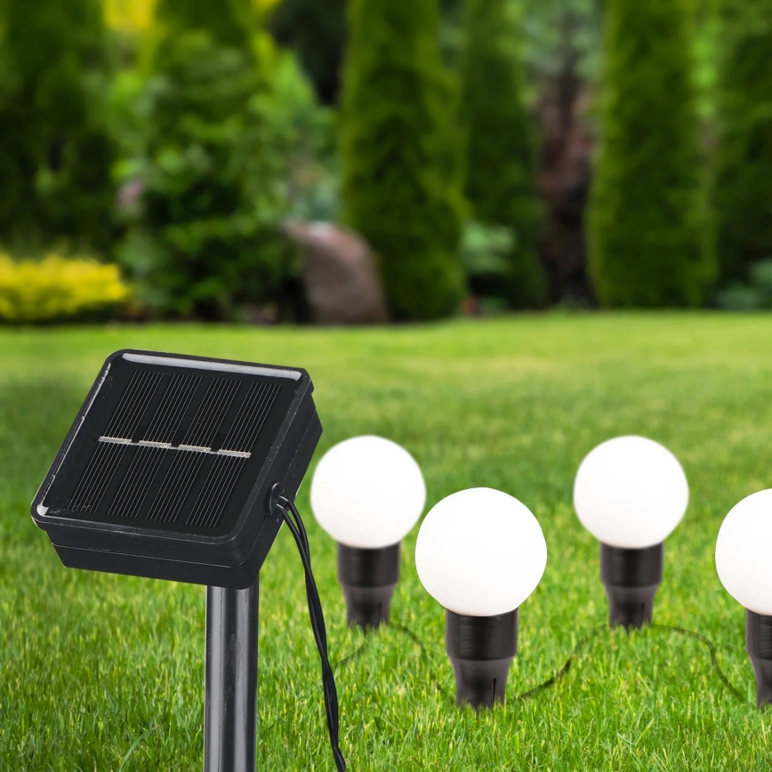 LED Соларна лампа KULKI 6xLED/1,2V 600 mAh 4,3 m IP44 черен/бял