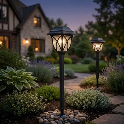 LED соларна лампа LAWN LED/1,2V 100 mAh 3000K 44 cm IP44 черна