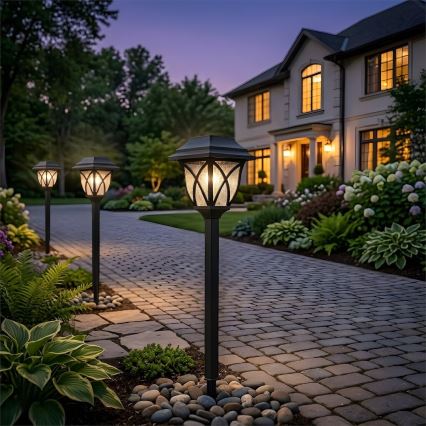 LED соларна лампа LAWN LED/1,2V 100 mAh 3000K 44 cm IP44 черна