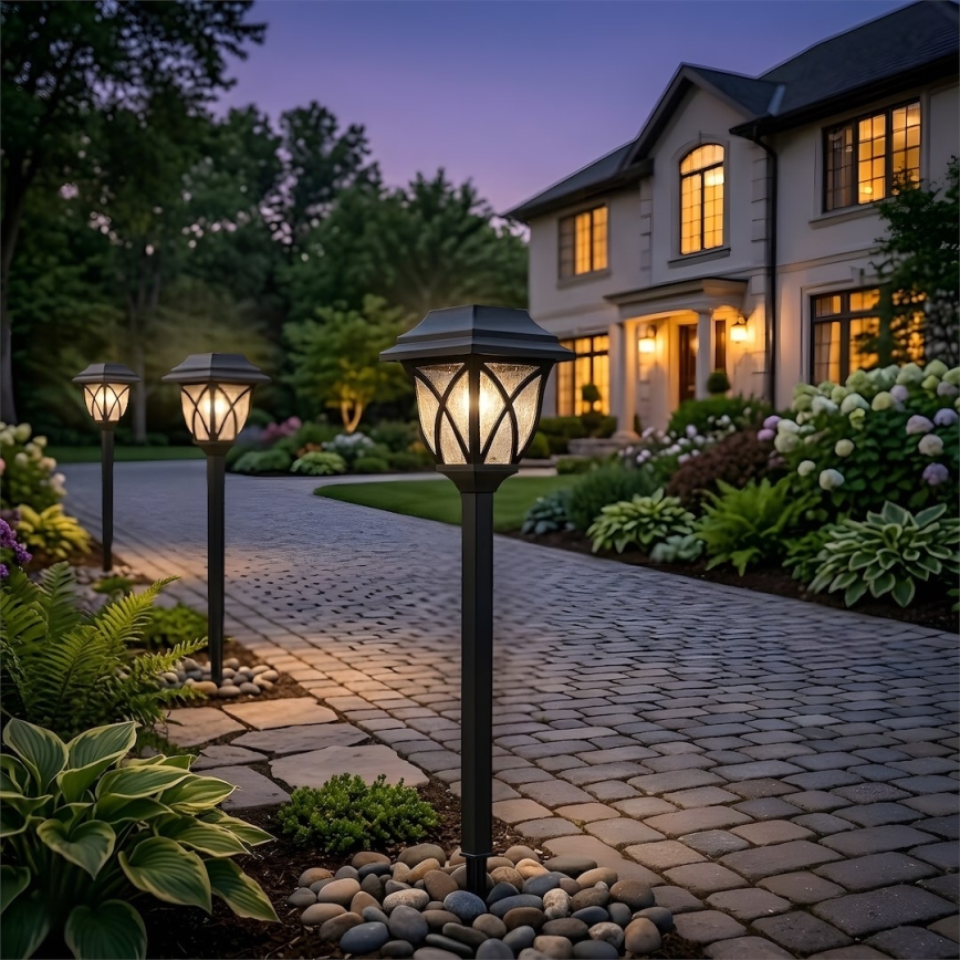 LED соларна лампа LAWN LED/1,2V 100 mAh 3000K 44 cm IP44 черна