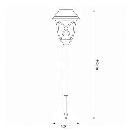 LED соларна лампа LAWN LED/1,2V 100 mAh 3000K 44 cm IP44 черна