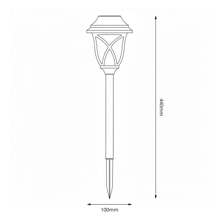 LED соларна лампа LAWN LED/1,2V 100 mAh 3000K 44 cm IP44 черна
