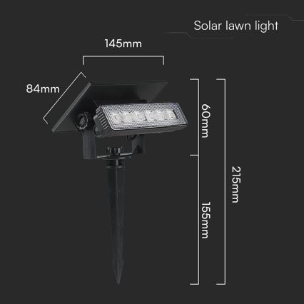 LED Соларна лампа 2в1 LED/0,9W/3,7V 3000K IP65 1200 mAh черен
