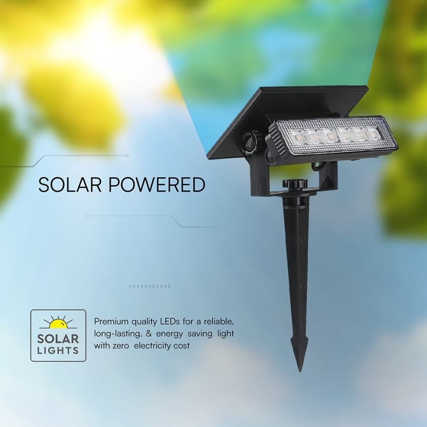 LED Соларна лампа LED/0,9W/3,7V 3000K IP65 черен