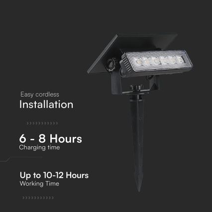 LED Соларна лампа LED/0,9W/3,7V 3000K IP65 черен