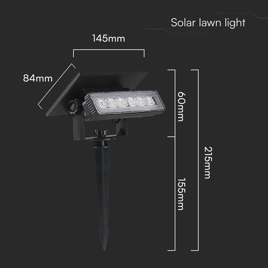 LED Соларна лампа LED/0,9W/3,7V 3000K IP65 черен