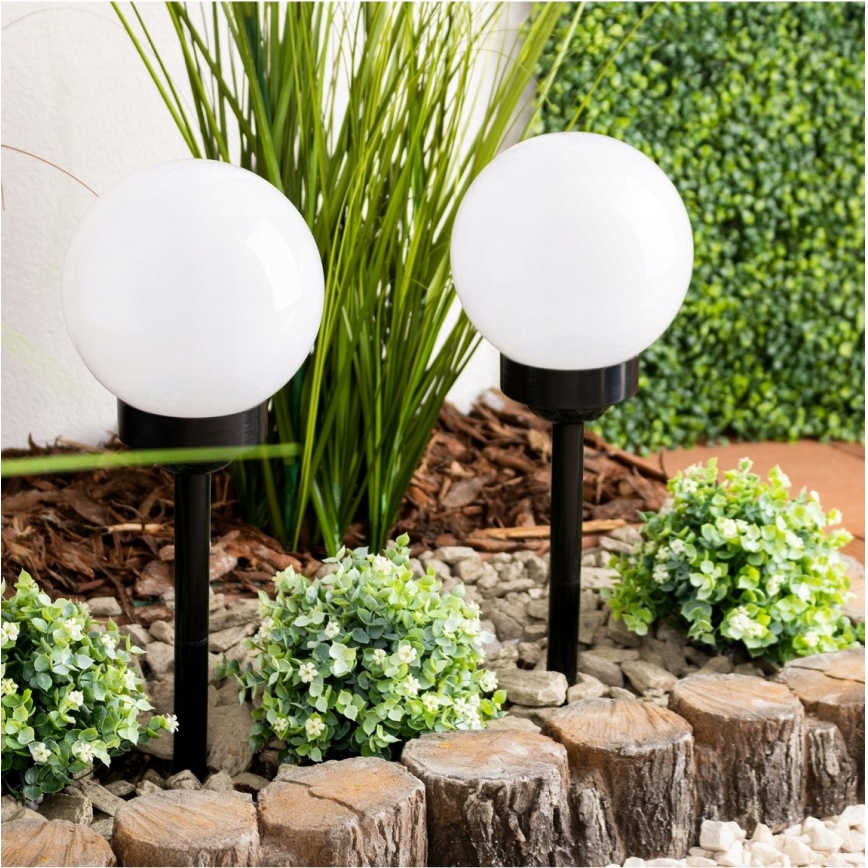 LED соларна лампа LED/1,2V 6500K 200 mAh диаметър 10 см IP44 бяла/черна