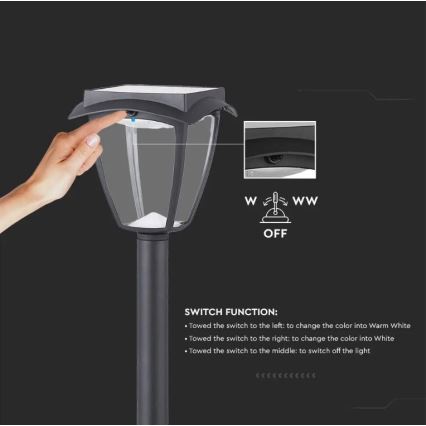LED Соларна лампа LED/2W/230V 93 cм 3000/6000K IP65