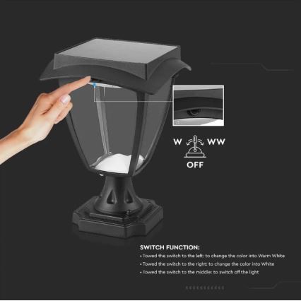 LED Соларна лампа LED/2W/3,7V 3000/6000K IP65 2200 mAh