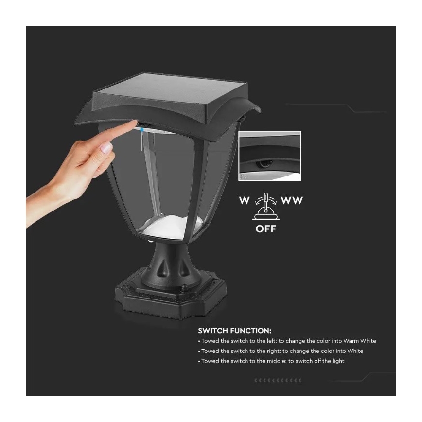 LED Соларна лампа LED/2W/3,7V 3000/6000K IP65 2200 mAh