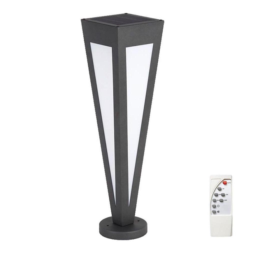 LED Соларна лампа LED/2W/3,7V IP65 3000K черен + дистанционно управление