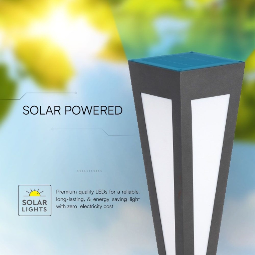 LED Соларна лампа LED/2W/3,7V IP65 3000K черен + дистанционно управление