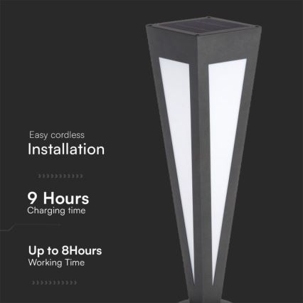 LED Соларна лампа LED/2W/3,7V IP65 3000K черен + дистанционно управление