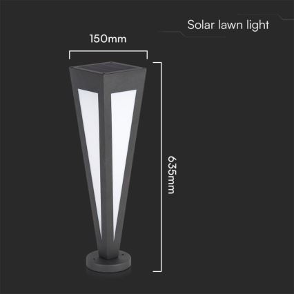 LED Соларна лампа LED/2W/3,7V IP65 3000K черен + дистанционно управление