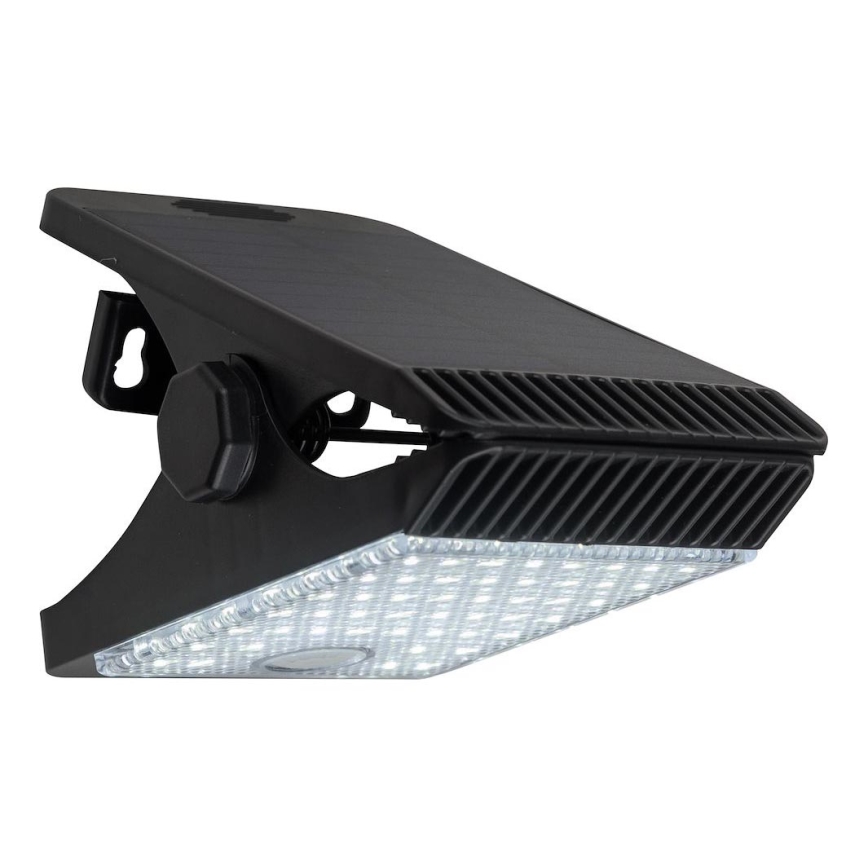 LED соларна лампа с датчик за движение и здрач CLIPS LED/4W/1200 mAh 3,7V IP44 черна
