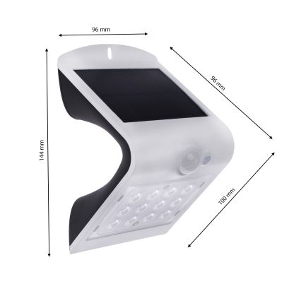 LED соларна лампа с датчик за движение и здрач LED/1,5W/1200 mAh 3,7V IP65
