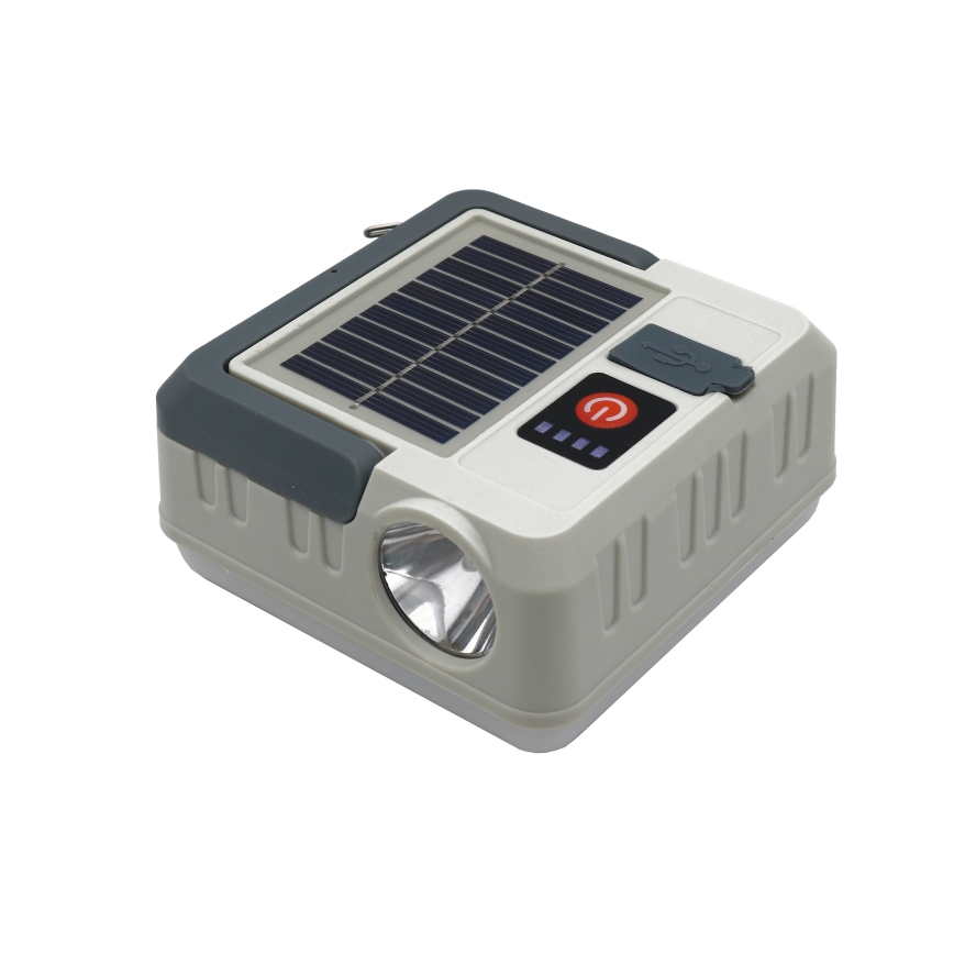 LED Димируема акумулаторна соларна лампа с функция за зареждане LED/1W/5,5V 8000K IPX4 1200 mAh сив