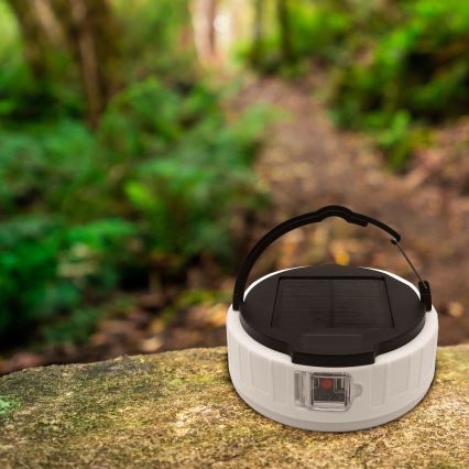 LED регулируема презареждаема соларна лампа с функция пауърбанк K3 LED/2W/5,5V 6500K IPX4 2400 mAh черна/бяла