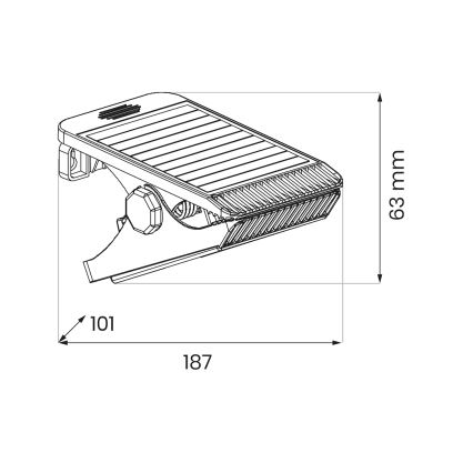 LED соларна лампа с датчик за движение и здрач CLIPS LED/4W/1200 mAh 3,7V IP44 черна